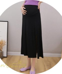 スカート | マタニティ スカートプリーツマタニティロング丈 ミモレ丈 裾口スリット 春 夏 マタニティウェア ウエスト調整 無地 産前産後 着痩せ 上品