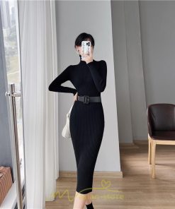 ニットワンピース | レディース 冬 きれいめ ニットフレア ロング おしゃれ タートルネック 秋冬 送料無料 可愛い 20代30代40代50代 ベルト付き おしゃれ 通勤