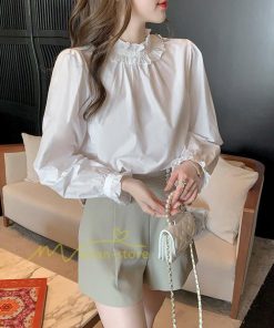 シャツ・ブラウス | ブラウス レディース きれいめ 40代 春秋 上品 無地 ブラウス 長袖 ゆったり オシャレ 韓国風 通勤 着痩せ フェミニン 30代 大人 カジュアル レース付き 50代