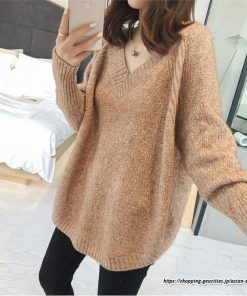 ニット・セーター | ニット レディース 秋 秋服 トップス セーター 秋服コーデ 長袖 Vネック オフィスカジュアル プルオーバー ゆったり 大きめ ラウンドヘム模様編みニット 冬服