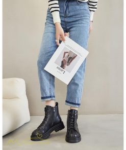 ショートブーツ | レディース ブーティー 太ヒール ブーツ ショートヒール カジュアル レースアップ 厚底 コスプレ靴 編み上げブーツ 歩きやすい 厚底ブーツ