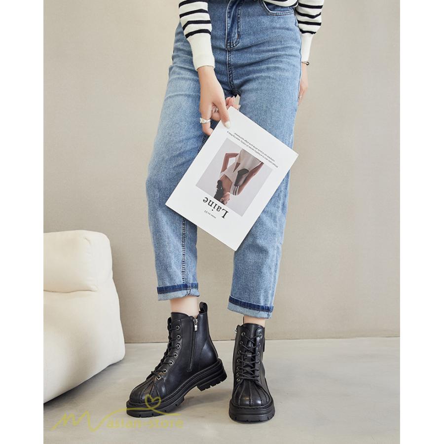 ショートブーツ | レディース ブーティー 太ヒール ブーツ ショートヒール カジュアル レースアップ 厚底 コスプレ靴 編み上げブーツ 歩きやすい 厚底ブーツ