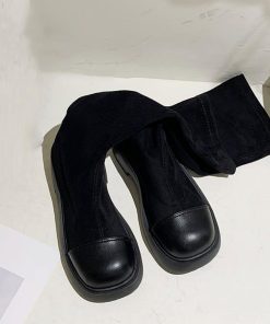 ニーハイブーツ | ロングブーツ ラウンドトゥ 厚底ブーツ