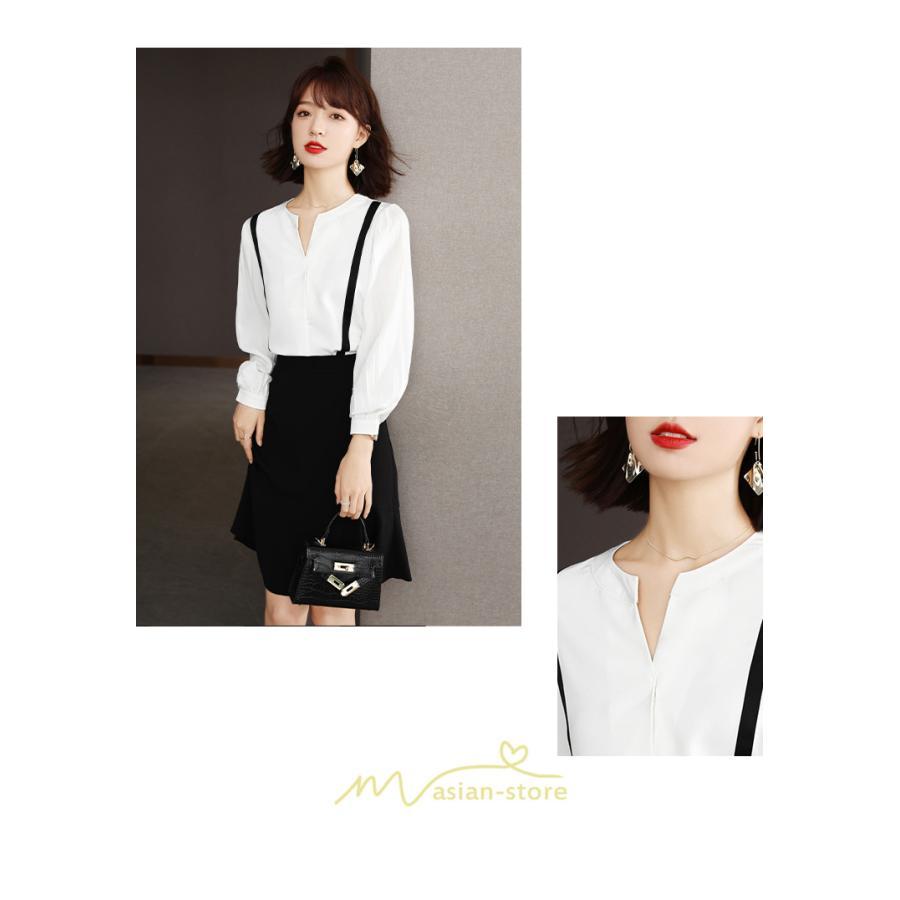 シャツ・ブラウス | ブラウス レディース シャツ 長袖 オフィス フォーマル スーツ インナー 白 シフォン ビジネス 着痩せ お仕事 通勤 高級感 上品 おしゃれ OL