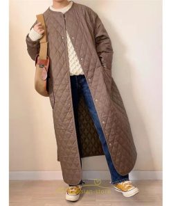 ダウンジャケット コート | キルティングコート ダウンコート ロングコート ノーカラー 長袖アウター 中綿コート アウター 防寒 防風 30代40代50代 厚手 秋冬コート コート 大人 ポケット