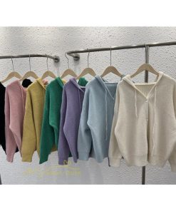 カーディガン | ニットニットパーカー セーター フード付き アウター 羽織り 秋冬 レディース トップス 通学通勤 ゆったり 7色 厚手 ニットアウター 20代40代