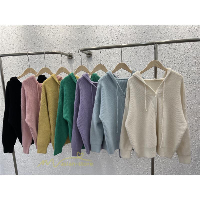 カーディガン | ニットニットパーカー セーター フード付き アウター 羽織り 秋冬 レディース トップス 通学通勤 ゆったり 7色 厚手 ニットアウター 20代40代