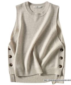 ベスト | ニットニットタンクトップ レディース ニット タンクトップ トップス 重ね着 ノースリーブ タンク セーター コーデ 秋 チョッキ ボタン付き