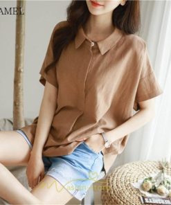 シャツ・ブラウス | ブラウス トップス 半袖 レディース 韓国風 2022新作 体型カバー シャツ 20代 30代 40代 50代 60代 大人 無地 可愛い ゆったり 夏 春 夏服 おしゃれ