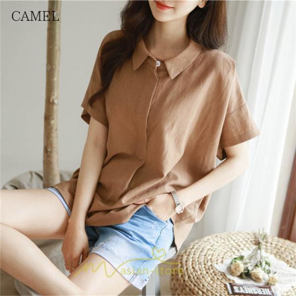 シャツ・ブラウス | ブラウス トップス 半袖 レディース 韓国風 2022新作 体型カバー シャツ 20代 30代 40代 50代 60代 大人 無地 可愛い ゆったり 夏 春 夏服 おしゃれ