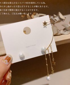 その他アクセサリー | イヤーカフピアス ロング イヤークリップ パール イヤーカフ レディース アシンメトリー 星モチーフ チェーンピアス