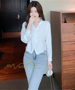 シャツ・ブラウス | ブラウス シャツ 上品 長袖 Vネック オフィスカジュアル 通勤 韓国 ファッション シンプル 夏物 20代30代40代50代 着回し お出かけ カジュアル 着痩せ 激売れ