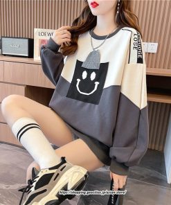 パーカー | トレーナー レディース プルオーバー クルーネック 長袖 トップス スウェット ゆったり 切り替え 大きいサイズ おしゃれ コットン 送料無料 厚手 丸首 綿