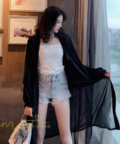 カーディガン | レディース 春 ロング ひんやり 夏 フェミニン カジュアル 無地 白 黒 コーデ オフィス 長袖 激売れ 薄手 細見え 体型カバー お出かけ シフォン