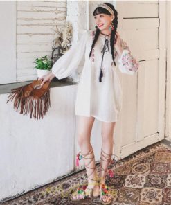 ミニ丈 | ワンピース レディース 長袖 夏秋 きれいめ 大人膝上 リゾート 花柄 おしゃれ 可愛い 通勤 お呼ばれ 綿麻 レトロ がーりー 甘め エスニック風 デート