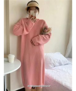 マキシ | ワンピース 秋 秋服 ニット レディース タートルネック 長袖 ニットワンピース ケーブル編み ゆったりタートル