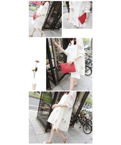 マタニティ | ワンピース 五分袖 授乳服 2type Aラインワンピース ギャザー 刺繍 可愛い 妊婦 妊娠 大人 産前産後 膝上丈ワンピース ヨコファスナー ママ