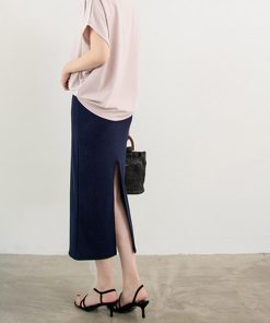 ロングスカート | バックスリット ニットスカート 無地