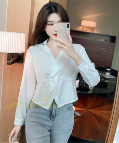 シャツ・ブラウス | ブラウス シャツ 上品 長袖 Vネック オフィスカジュアル 通勤 韓国 ファッション シンプル 夏物 20代30代40代50代 着回し お出かけ カジュアル 着痩せ 激売れ