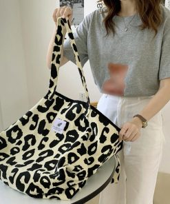 ショルダーバッグ | ヒョウ柄 キャンバストートバッグ 韓国