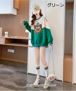 パーカー | トレーナー レディース プルオーバー クルーネック 長袖 トップス スウェット ゆったり 切り替え 大きいサイズ おしゃれ コットン 送料無料 厚手 丸首 綿