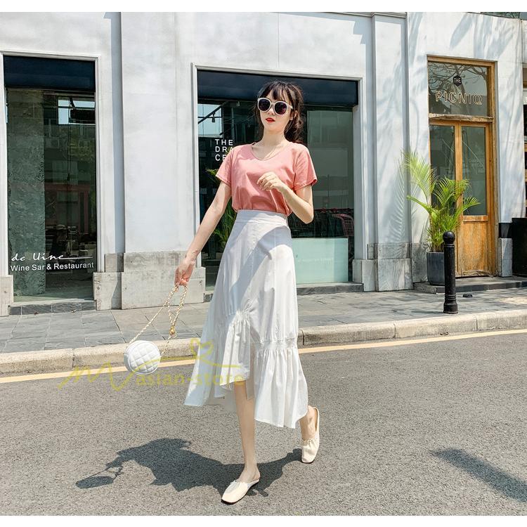 スカート | ボトムス レディース きれいめ 40代 30代 春秋 ロング丈 綿おしゃれ カジュアル 無地 通勤 OL 韓国風 通学 不規則 お出かけ 夏物 上品 着痩せ