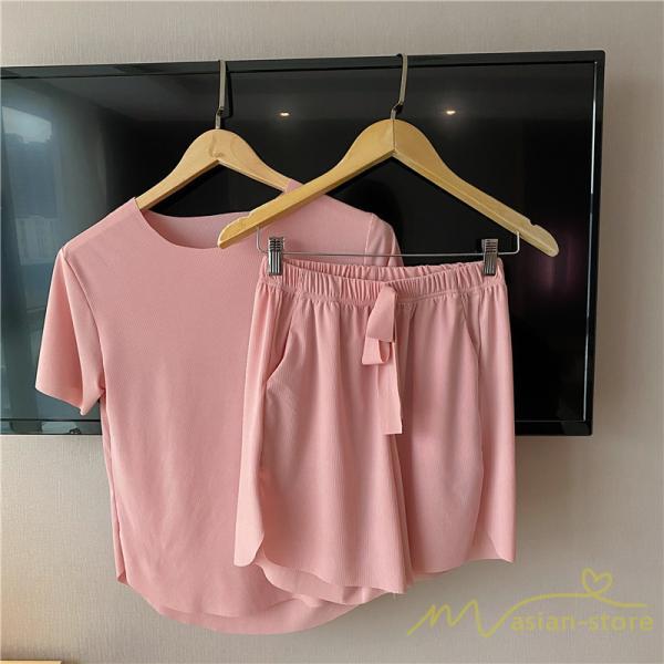 パジャマ ルームウェア | パジャマ レディース 夏 半袖 ルームウェア 涼しい 部屋着 ナイトウェア 寝間着 柔らかく軽い薄手の快適Tシャツパジャマ 薄手パジャマ 部屋着 上下セット