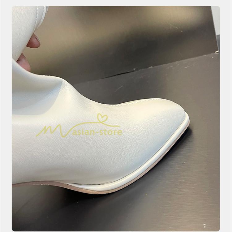 ロングブーツ | レディース ブーツ 秋冬 シューズ 靴 太ヒール チャンキーヒール 合皮ブーツ PUブーツ ロング靴 後ろファスナー COS くつ 大人 コスプレ