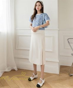 スカート | マタニティレディース 裾口スリット 上品 マタニティウェア 春 夏 大きいサイズ 無地 ウエスト調整 産前産後 マタニティ 妊婦服 妊婦 通勤