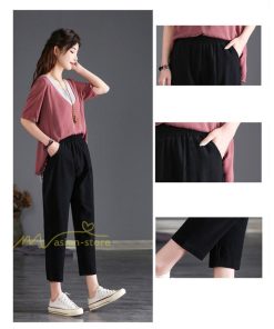 チノ・テーパード・ジョガー・スキニーパン | パンツ テーパードパンツ レディース 無地 9分丈 秋 リネン混 着痩せ シンプル 可愛い ウエストゴム カジュアル ワイドパンツ ゆったり OL ビジネス きれいめ