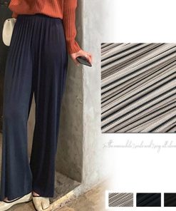 ワイドパンツ | ハイウエスト プリーツパンツ レディース ロングパンツ 着やせ ウエストゴム ボトムス ストレートパンツ