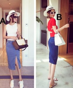 スカート | デニムタイト夏スリット ヒップアップ 夏服 無地 おしゃれ 20代30代 美ライン 女っぽい フェミニン 大人 オフィス