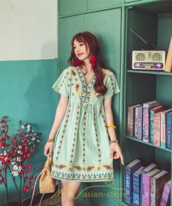 ミニ丈 | ワンピース ミニワンピース 膝上 レディース 夏 綿麻 きれいめ カジュアル 膝丈 Aライン おしゃれ 大人 可愛い セクシー Vネック 緑 赤 半袖 白 新作 上品