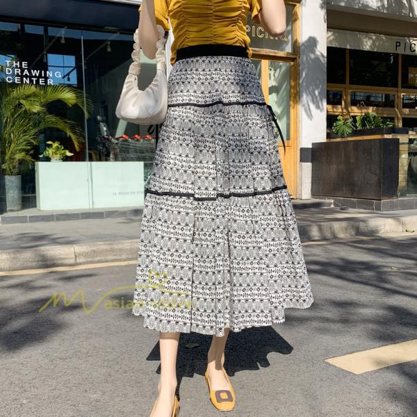 スカート | フレアロングレデイース リネンウエストゴム 綿麻混 マキシマキシ レトロ風 体型カバー リゾート 夏物