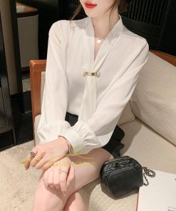 シャツ・ブラウス | ブラウス レディース きれいめ 40代 春秋 上品 無地 ブラウス 長袖 ゆったり オシャレ 韓国風 通勤 着痩せ 50代 フェミニン エレガント 大人 30代 リボン付き