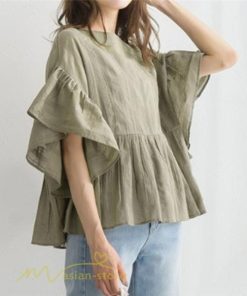 シャツ・ブラウス | シャツ ブラウス レディース きれいめ 春秋 40代 30代 韓国風 フレア 通勤 女性 服装 スーツ 大人 無地 着痩せ オフィスカジュアル 半袖ブラウス 上品 春夏