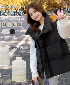 ベスト | ダウンダウン レディース ノースリーブ 秋冬 コーデ 着回し 暖かい スタンドネック 着痩せ 20代 30代 大きいサイズ 黒 韓国風 40代 防寒 白 50代