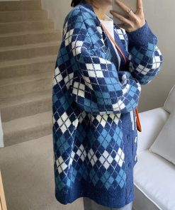 ニット・セーター | アーガイルカーディガン Vネック 長袖