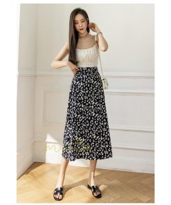 スカート | ミモレ丈 柄 ロング 秋 フレアウエストゴム ヒョウ柄 マキシ 白 黒 カジュアル 通勤通学 ロング20代30代40代 お出かけ