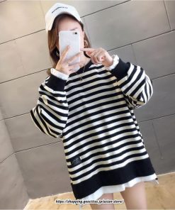 パーカー | 重ね着風トレーナー レディース 長袖 トップス カジュアル スウェット ボーダー柄 ゆったり トレーナー トップス 切り替え 可愛い きれいめ レイヤード風