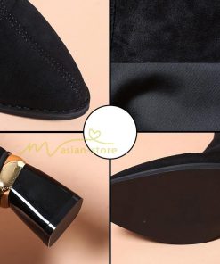 ロングブーツ | ニーハイブーツ スエード調 美脚 秋冬 ストレッチ チャンキーヒール 太ヒール レディース 走れる 黒 美脚 無地 ブーツ ハイヒール