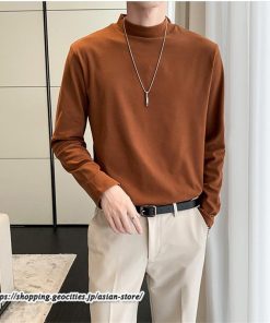 Tシャツ | メンズ トップス 秋冬 保温 無地 モックネック メンズスタイル 20代 30代 通勤 通学 着回し ビジネス 40代 長袖カットソー 冬 50代 コーデ 秋