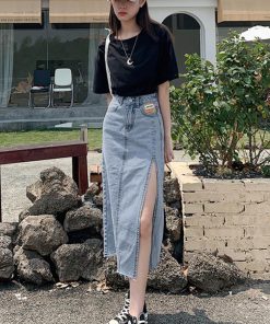 ロングスカート | デニムスカート スリット ハイウエスト