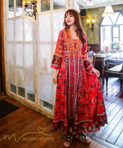 マキシ | ロングワンピース 九分袖 夏ワンピース 秋新作 Aラインワンピース マキシワンピース 刺繍 花柄 プリント 切り替え 旅行 舞台 ダンス 30代40代 可愛い ワンピース