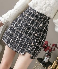ミニスカート | チェック柄 ショート丈 Aライン ツイード タイトスカート スカート 台形スカート レディース ハイウエス 大人可愛い