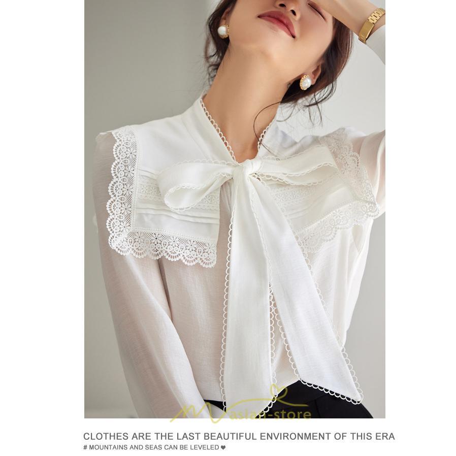 シャツ・ブラウス | ブラウス レディース 長袖 50代 白 シャツ ゆったり トップス きれいめ フォーマル 上品 フェミニン 高品質 20代 40代 OL 蝶結び お出かけ 30代 通勤