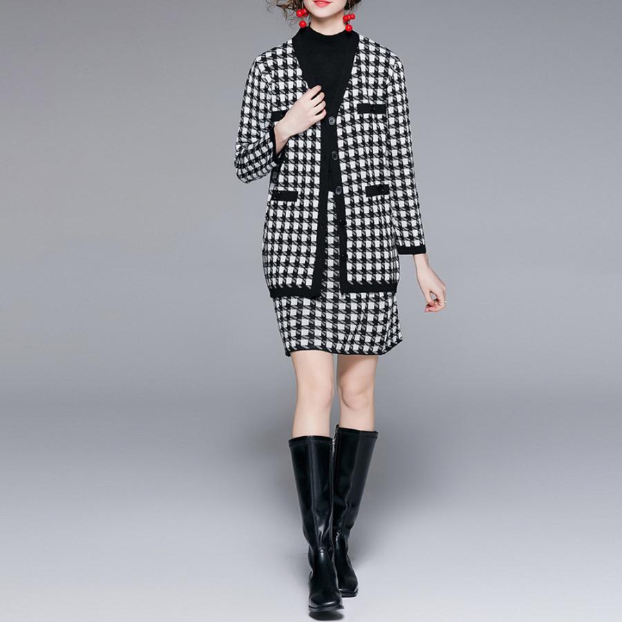 セットアップ | 千鳥柄 ニットレディース