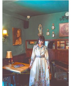 マキシ | マキシワンピース ワンピース レディース 長袖 体型カバー レトロ風 プリント ドレス マキシ丈ワンピース 通勤 綺麗 夏 ロング マキシ丈 オシャレ ラペル 無地