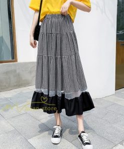 スカート | フレア ロング春物 レディース 春夏 チェック柄 ドッキング リゾート 体型カバー お出かけ 20代30代40代50代 着痩せ 通勤通学 カジュアル