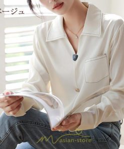 シャツ・ブラウス | ブラウス トップス レディース Vネック秋 シンプル 着回し カジュアル 通勤 オフィス お出かけ 上品 フェミニン 女子会 就活 デート お仕事 エレガント 二次会